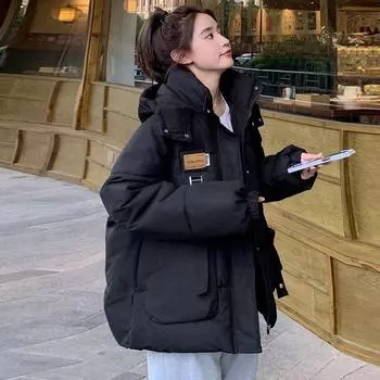 Женская зимняя парка, куртка, пальто, толстая теплая хлопковая куртка, пуховик, парка, зимняя одежда, пальто, верхняя одежда XXL чёрный