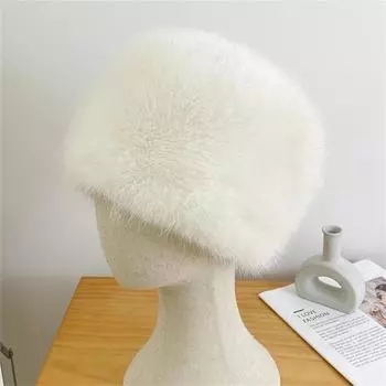 Женская зимняя плюшевая шапка-рыбак с большой окружностью головы, теплая шапка One Size бежевый