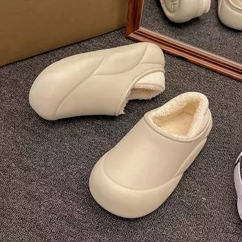 Женская зимняя популярная утолщенная плюшевая обувь для дома, легкие теплые тапочки из ЭВА, повседневные кроссовки для улицы, модная трендовая обувь 36-37 бежевый