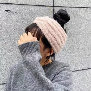 Женская зимняя повязка на голову, однотонная, с декором в виде крученой пряжи, теплая, удобная, для ушей, аксессуар для волос серый