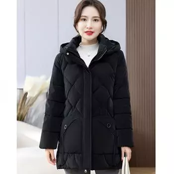 Женская зимняя повседневная куртка с капюшоном, хлопковое пальто-пуховик, куртка средней длины, теплая пуховая парка из хлопка, верхняя одежда для мам XL