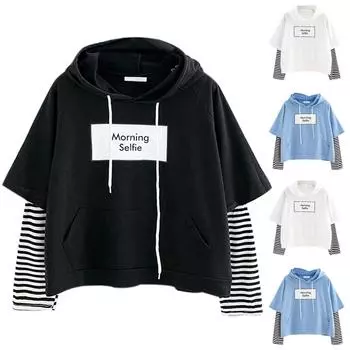 Женская зимняя повседневная модная спортивная толстовка с капюшоном в сто полосок