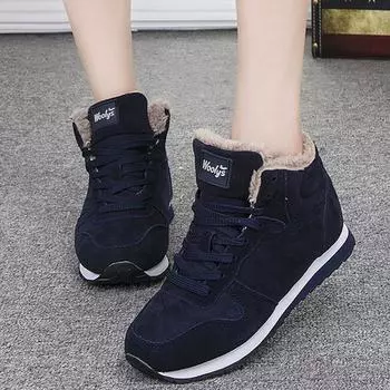 Женская зимняя повседневная обувь, сохраняющая тепло, плюшевая модная женская уличная зимняя обувь 48 чёрный