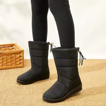Женская зимняя повседневная обувь, женские водонепроницаемые ботинки для женщин, сохраняющие тепло, женские ботинки, плюшевые новые зимние ботинки Botas Mujer 44 чёрный