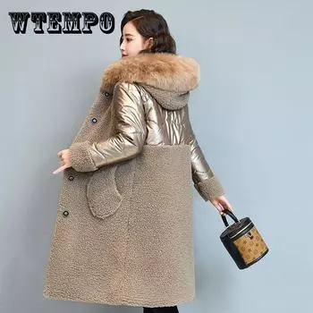 Женская зимняя повседневная теплая куртка-парка Твердая верхняя одежда Пальто Меховое пальто XXXXXL