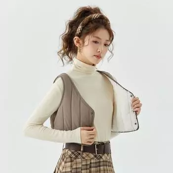 Женская зимняя пуховая хлопковая подкладка с халтером, теплая, утолщенная и увеличенная, с короткими секциями, женская хлопковая майка, модная и теплая M