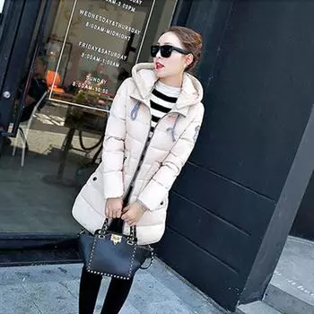 Женская зимняя пуховая парка с хлопковой подкладкой, куртка, пальто средней длины, с капюшоном, воротником-стойкой, карманом на молнии, утолщенная, теплая, тонкая, однотонная 4XL красный