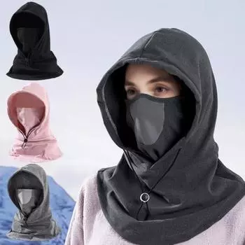 Женская зимняя шапка-балаклава с защитным щитком для лица унисекс теплая ветрозащитная велосипедная регулируемая завязка полная защита для путешествий на открытом воздухе в холодную погоду катание на лыжах чёрный