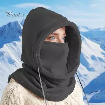 Женская зимняя шапка-балаклава с защитой для лица, толстый двухслойный флис, ветрозащитный, для езды на велосипеде, регулируемый, полная защита, для путешествий на открытом воздухе, для холода светло-голубой