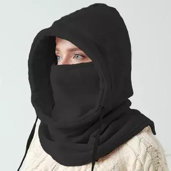 Женская зимняя шапка-балаклава с защитой лица, толстый флис, ветрозащитный, для езды на велосипеде, регулируемый, с завязками, полный верблюд