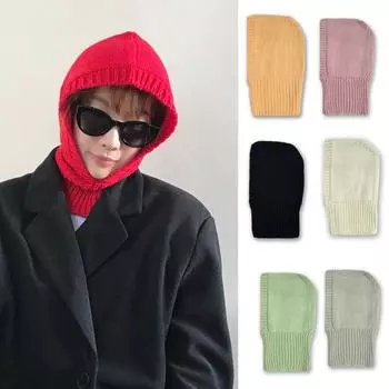 Женская зимняя шапка-балаклава, толстая теплая трикотажная высокоэластичная ветрозащитная велосипедная шапка-ушанка розовый