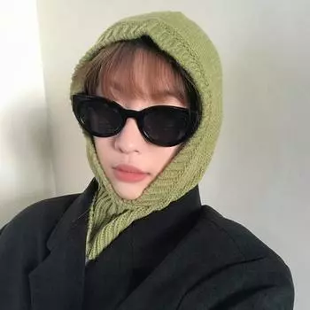 Женская зимняя шапка-балаклава, толстая, теплая, трикотажная, высокоэластичная, ветрозащитная, регулируемая, для езды на велосипеде жёлтый