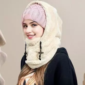 Женская зимняя шапка-балаклава, толстая, теплая, ветрозащитная, для езды на велосипеде, защитная, регулируемая, со шнурком, полная защита, для путешествий на открытом воздухе, для катания на лыжах в холодную погоду серый