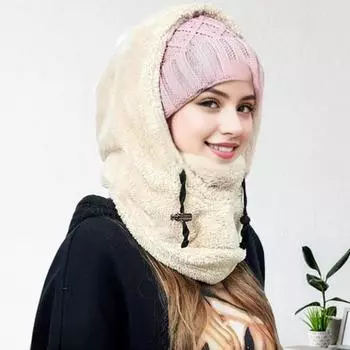 Женская зимняя шапка-балаклава, толстая, теплая, ветрозащитная, для езды на велосипеде, защитная, регулируемая, со шнурком, полная защита, для путешествий на открытом воздухе, для катания на лыжах в холодную погоду серый