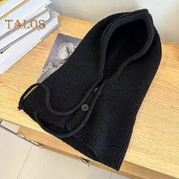 Женская зимняя шапка-балаклава, толстая теплая вязаная застежка на пуговицы, ветрозащитная, велосипедная, регулируемая, полная защита, для путешествий на открытом воздухе, для катания на лыжах в холодную погоду розовый