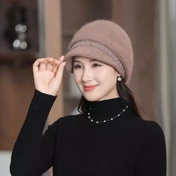 Женская зимняя шапка-бини, шарф, объемная вязаная шапка-бини с флисовой подкладкой, теплая шапка-бини для женщин One size розовый