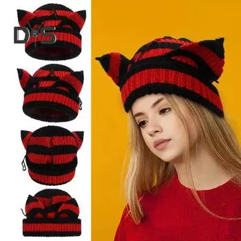 Женская зимняя шапка Demon Ear, утолщенная, трикотажная, эластичная, противоскользящая, моющаяся, для холодной погоды, активного отдыха, путешествий, велоспорта темно-серого