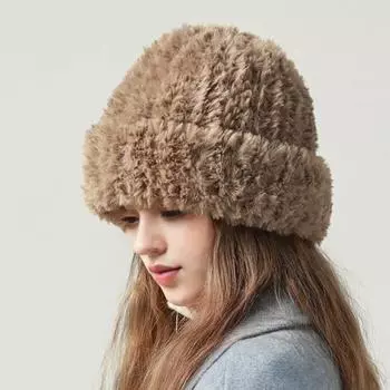 Женская зимняя шапка из искусственного меха без полей, однотонная, ветрозащитная, теплая, солнцезащитная чёрный