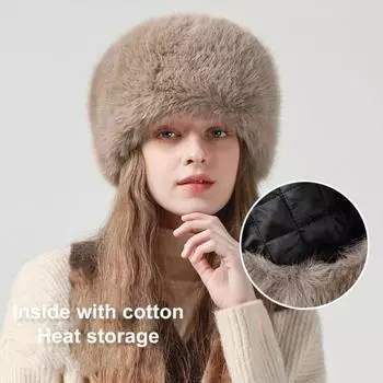Женская зимняя шапка из искусственного меха, мягкая, толстая, эластичная, противоскользящая, теплая, ветрозащитная, без полей, сплошная цветная шапка для защиты ушей, уличная охотничья кепка хаки
