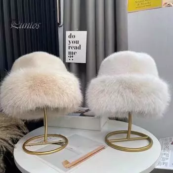 Женская зимняя шапка из искусственного меха, толстая, теплая, сохраняющая тепло, однотонная, рыболовная шапка для катания на лыжах, велоспорта, головной убор белый