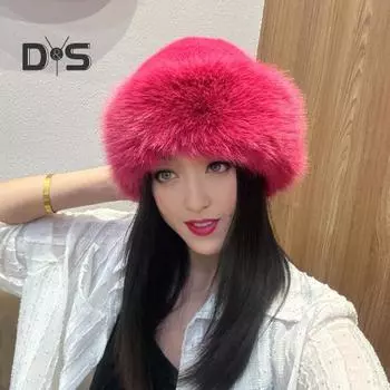 Женская зимняя шапка из толстого плюша с искусственным мехом, сохраняющая тепло, ветрозащитная, в стиле Монголии, однотонная, для езды на велосипеде, катания на лыжах, панама розовый