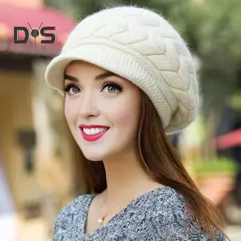 Женская зимняя шапка из толстого плюша, вязаная с короткими полями, сохраняющая тепло, ветрозащитная, однотонная, для поездок на работу и отдыха на природе розовый