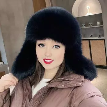 Женская зимняя шапка, перчатки, утолщенный пушистый искусственный мех, защита ушей, Windoroof, сохранение тепла на открытом воздухе серебряный