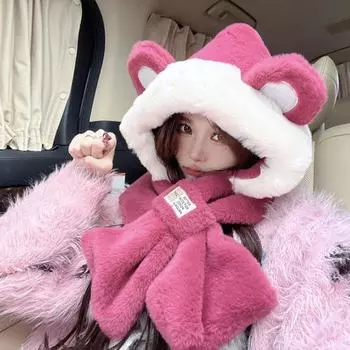 Женская зимняя шапка с медвежьими ушками, очаровательная, супер мягкая, утолщенная, морозостойкая, защитная шапочка для ушей хаки