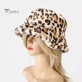 Женская зимняя шапка с плоским куполом и леопардовым принтом, утолщенная теплая плюшевая панама, теплая вязаная уличная шапка хаки