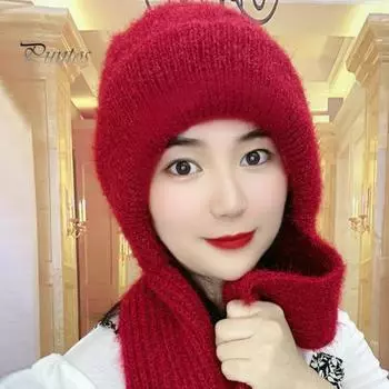 Женская зимняя шапка с шарфом, толстая, теплая, плюшевая, ветрозащитная, велосипедная, однотонная, эластичная, полная защита, для путешествий на открытом воздухе, для холодной погоды, для катания на лыжах серый