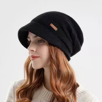 Женская зимняя шапка с широкими короткими полями, эластичная однотонная мягкая теплая толстая плюшевая морозостойкая противоскользящая зимняя уличная вязаная шапка розовый