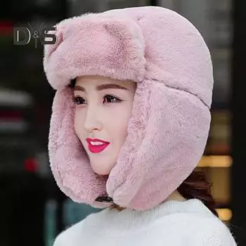 Женская зимняя шапка с утолщенной плюшевой защитой от ушей, пушистая ветровая крыша, регулируемая теплоизоляция для катания на лыжах, коньках, сноуборде, шапка Lei Feng хаки