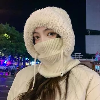 Женская зимняя шапка со встроенным шарфом и защитой для лица, толстая теплая ветрозащитная шапка для езды на велосипеде, регулируемая, полная защита, для путешествий, холодной погоды, катания на лыжах хаки