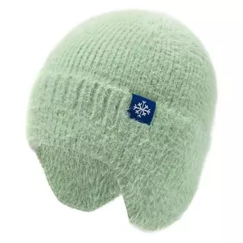 Женская зимняя шапка-ушанка ярких цветов, модная вязаная шапка из искусственного меха, мягкая шапка в стиле Kpop, женская уличная кепка зелёный