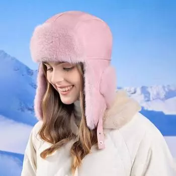Женская зимняя шапка Yousheng Lei Feng, защищающая уши, пушистая плюшевая утолщенная ветрозащитная однотонная кепка для велоспорта, катания на лыжах, головной убор для активного отдыха хаки