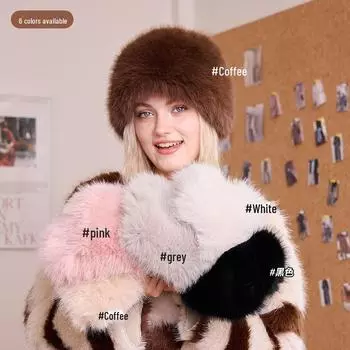 Женская зимняя шерстяная шапка: Толстые, ветрозащитные, теплые, с искусственным мехом лисы, модные универсальные наушники в монгольском стиле. One Size