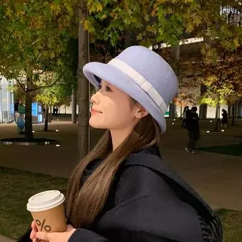 Женская зимняя шляпа-цилиндр из австралийской шерсти, элегантная шляпа Хепберн, темпераментная, маленькая ароматная шляпа-тазик M54-58cm baby голубой