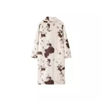 Женская зимняя шуба из искусственного меха с анималистичным принтом, длинное женское пальто из искусственного меха XS