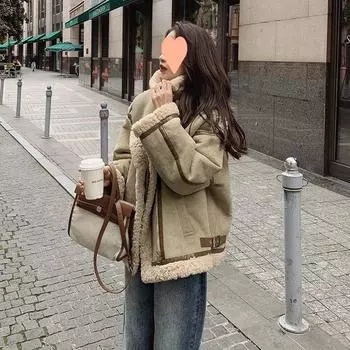 Женская зимняя шуба из овечьего меха, утолщенная мотоциклетная куртка с интегрированным сращиванием, хлопковая стеганая куртка S