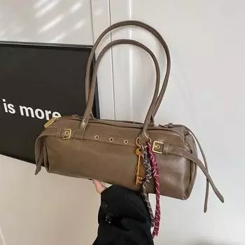 Женская зимняя сумка через плечо 2024 года в стиле Майяра для боулинга большой вместимости without pendant коричневый