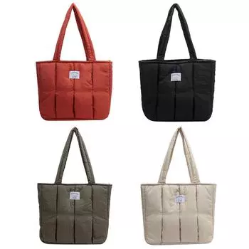 Женская зимняя сумка на плечо с хлопковой подкладкой, повседневные сумки для подмышек, женская однотонная сумка-тоут, пригородные сумки для подмышек большой вместительности оранжевый