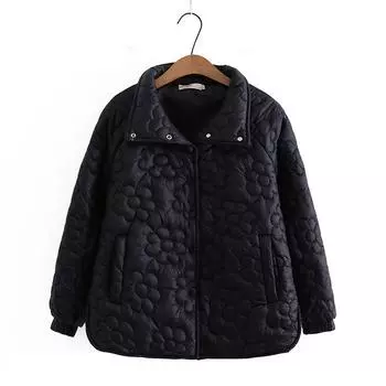 Женская зимняя свободная хлопковая куртка с лацканами, однотонная пригородная куртка больших размеров