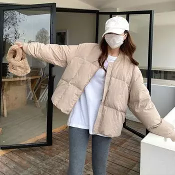 Женская зимняя свободная и удобная хлопковая куртка, повседневная стеганая студенческая бейсбольная форма S белый