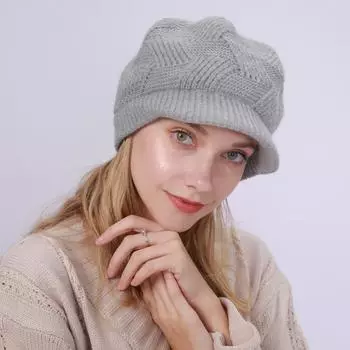 Женская зимняя теплая флисовая подкладка с напуском и черепом, кепка-бини, вязаная шапка-газетчик, женская зимняя шапка с полями для холодной погоды One Size хаки