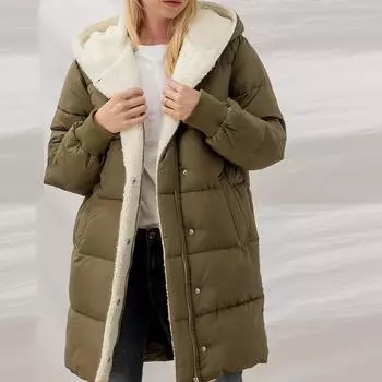 Женская зимняя теплая хлопковая куртка, однобортная хлопковая куртка на молнии с капюшоном S серый