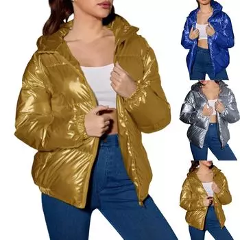 Женская зимняя теплая хлопковая куртка с несколькими карманами и капюшоном Aipper L синий