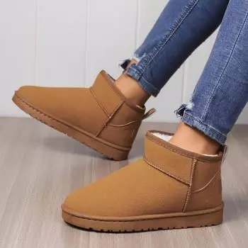 Женская зимняя теплая хлопковая обувь больших размеров, низкие зимние сапоги, уличные женские хлопковые сапоги 35 коричневый