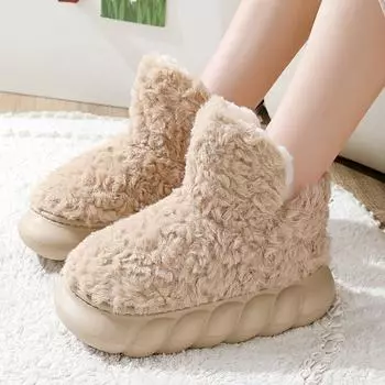 Женская зимняя теплая и плюшевая обувь из плотного и нескользящего хлопка для домашнего использования в помещении 35-36 розовый