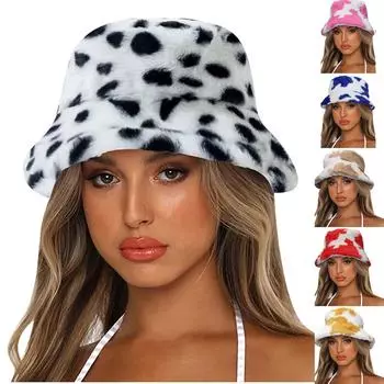 Женская зимняя теплая кепка с принтом, искусственная рыбацкая кепка разноцветный