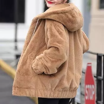 Женская зимняя теплая куртка с капюшоном большого размера с длинным рукавом на молнии 3XL